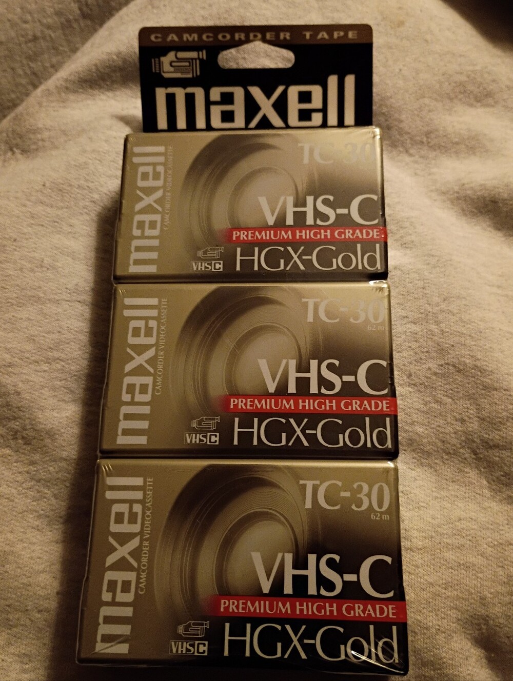 Sealed 3 Pack Maxell VHS-C HGX Gold TC30 Video Cassettes